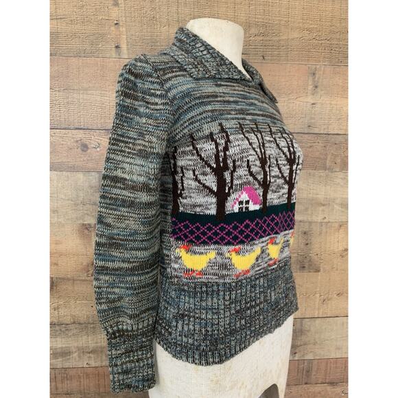 Vintage 1970s Mister Noah Cottage Farm Chicken Knit Novelty Sweater Sz S - Picture 3 of 10